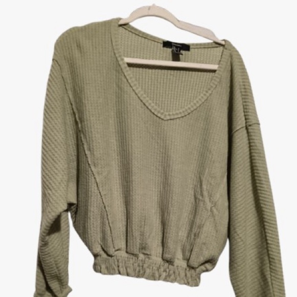 Forever 21 Olive Ribbed Hoodie